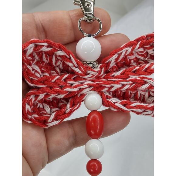 Dragonfly Vintage Beaded Keychain Hand Crafted Crochet Purse Charm Bag Clip NEW - Picture 9 of 11